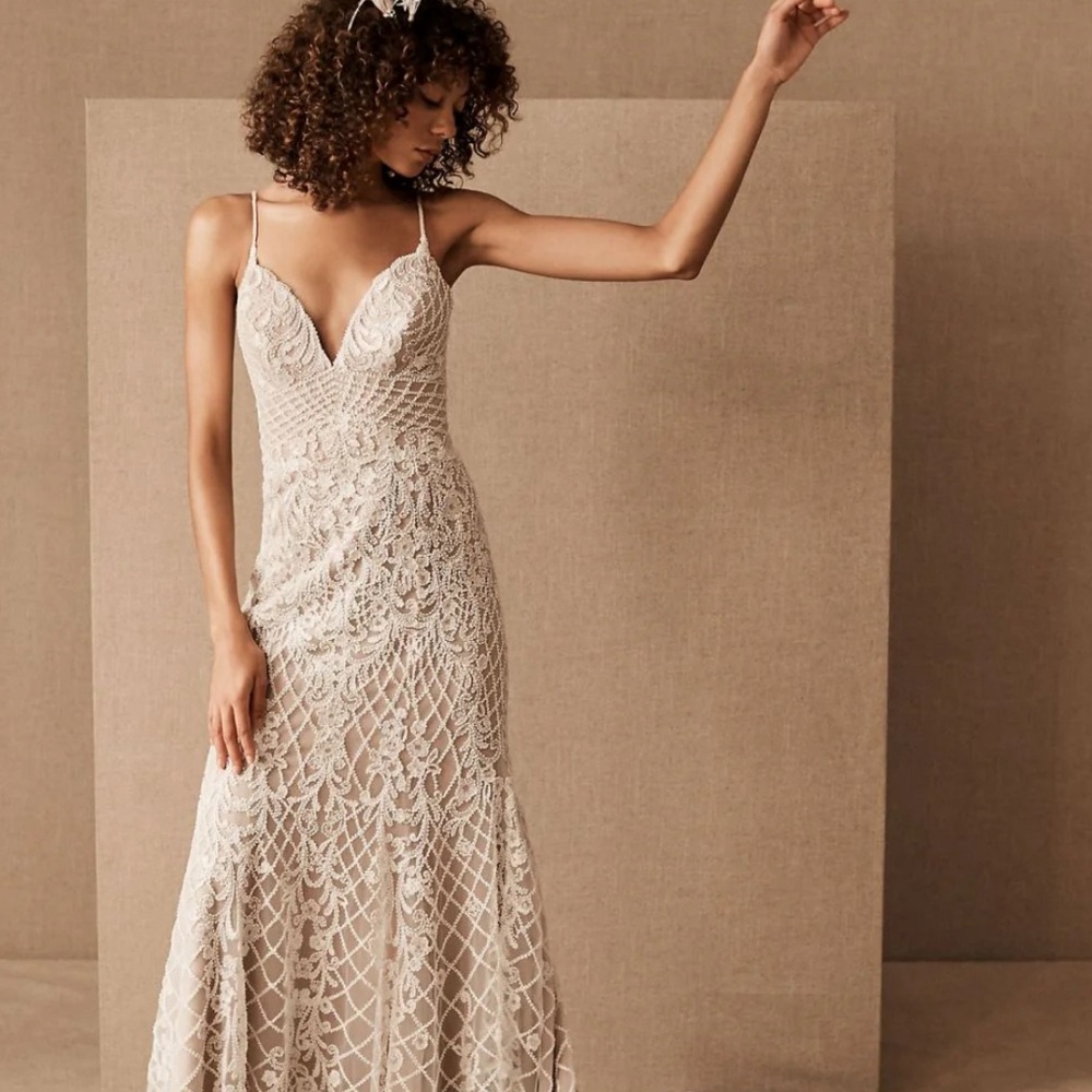 Wtoo Lace Spaghetti Strap Wedding Gown in Champagne